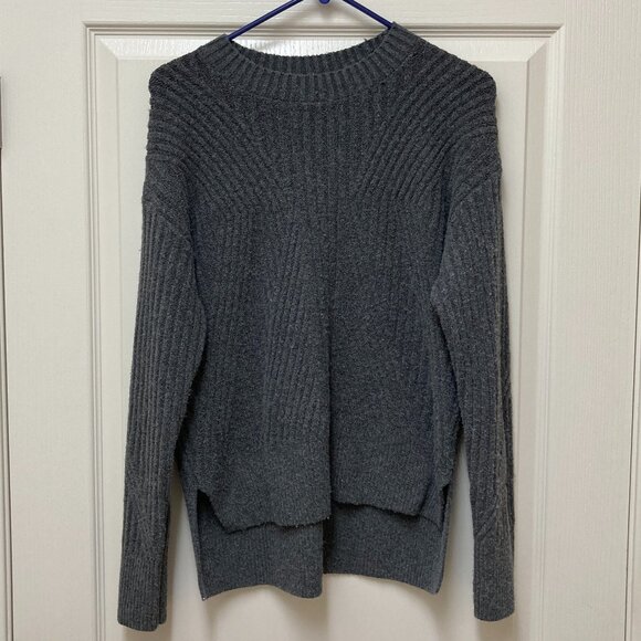 Women's Size M Simply Vera Vera Wang Directional Rib Pullover Sweater Gray NEW - Picture 1 of 16